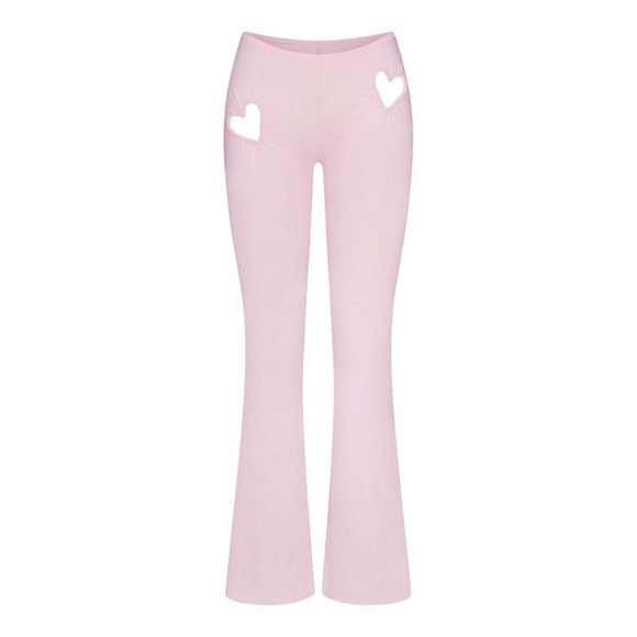 NWT SKIMS Cotton Jersey Heart Flare Legging in Cherry Blossom sz S - RARE - Picture 1 of 7